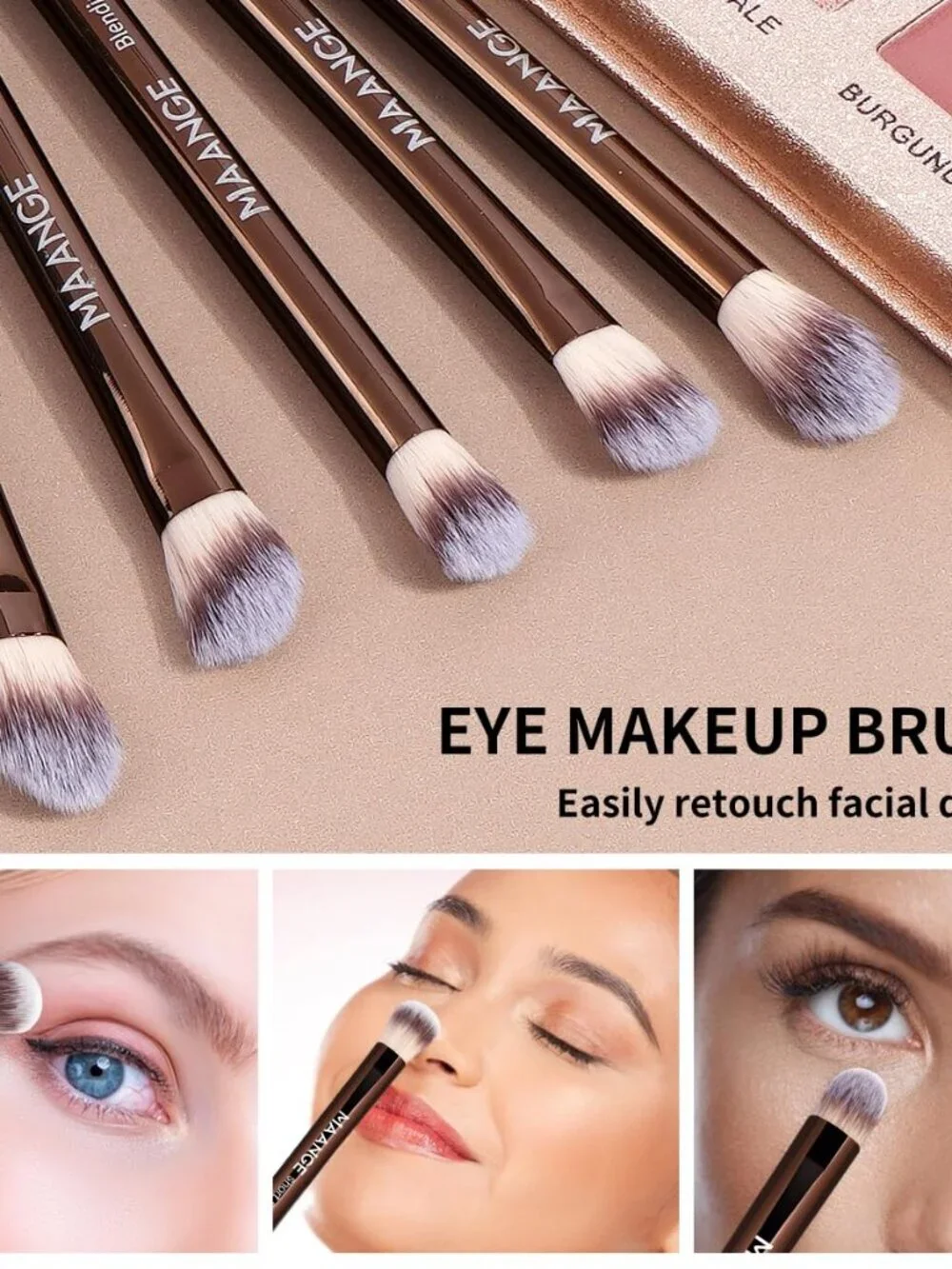 MAANGE 13 PCS Makeup Brushes Angled/Round/Flat Blending Eyebrow Eyeshadow Concea